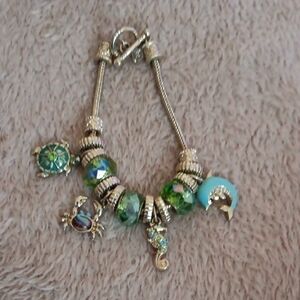 Monet Green and Silver Bohemian Bracelet